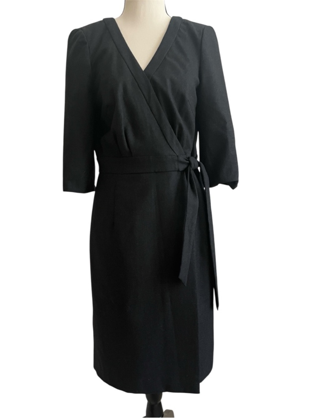 J. Crew Black Long-Sleeve Wrap Dress